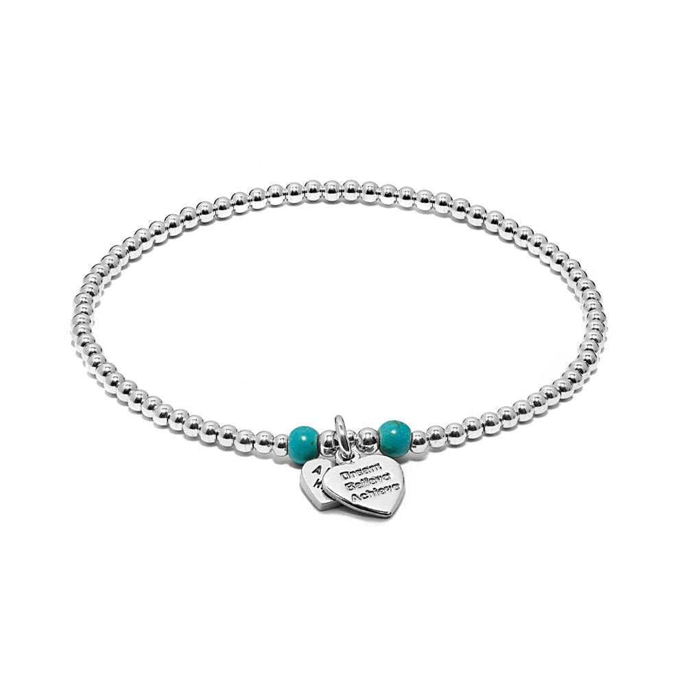 Santeenie Silver and Turquoise Charm Bracelet Dream Believe Achieve