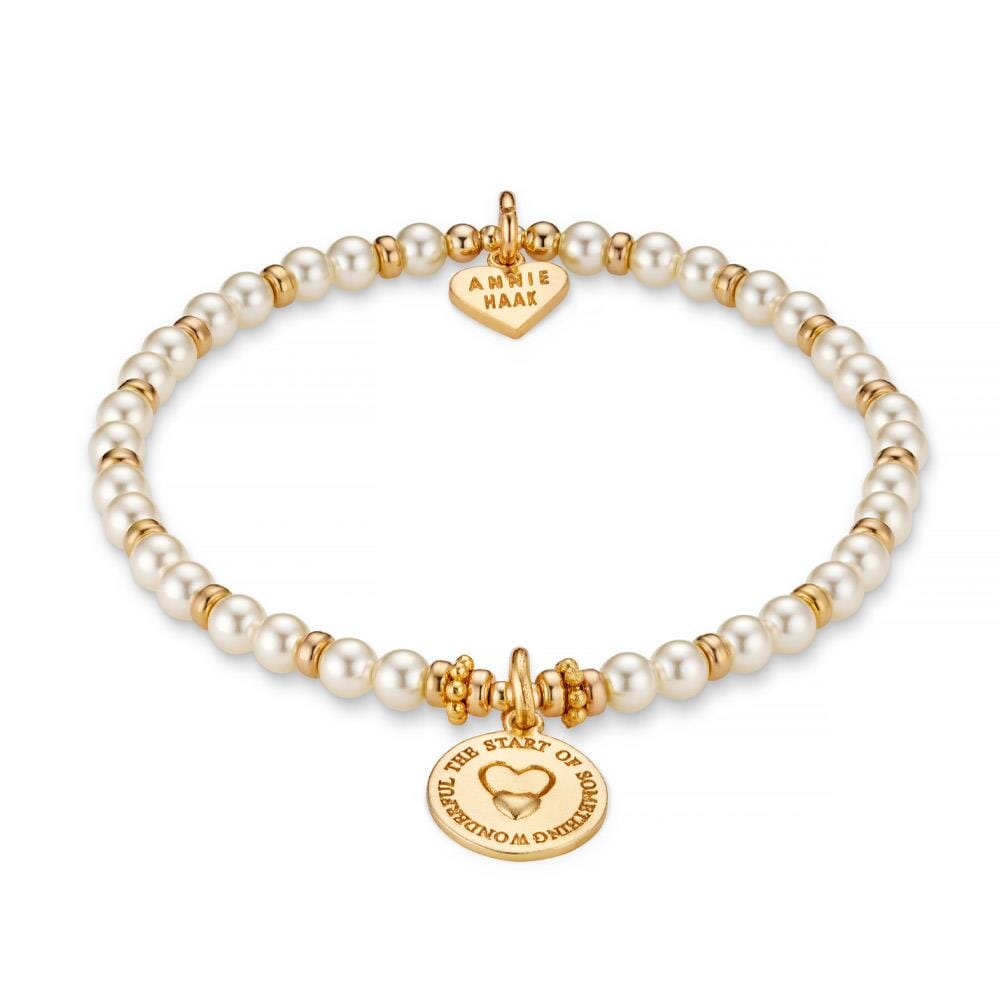 Pearls of Love Personalised Gold Plated Charm Bracelet - The Start of Something Wonderful