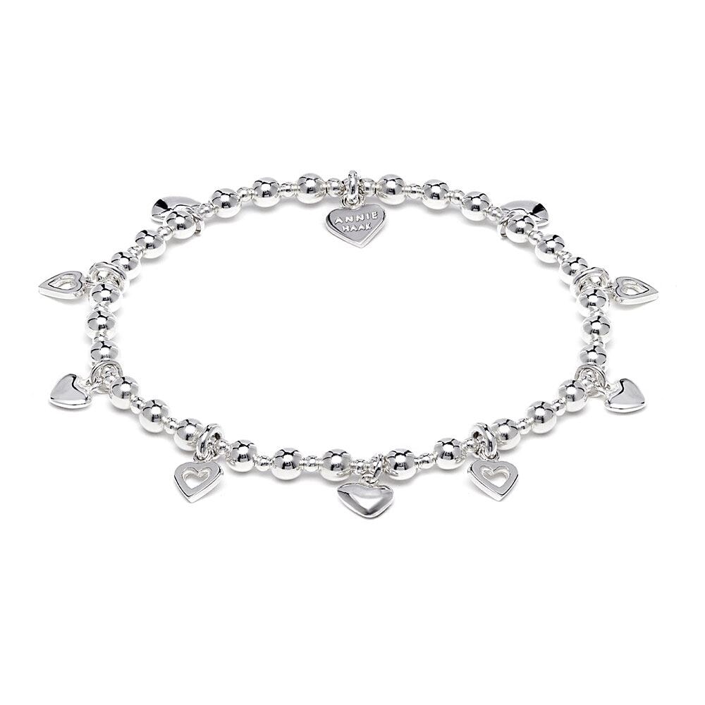 Sterling Silver Medley of Hearts Bracelet with Heart Charms