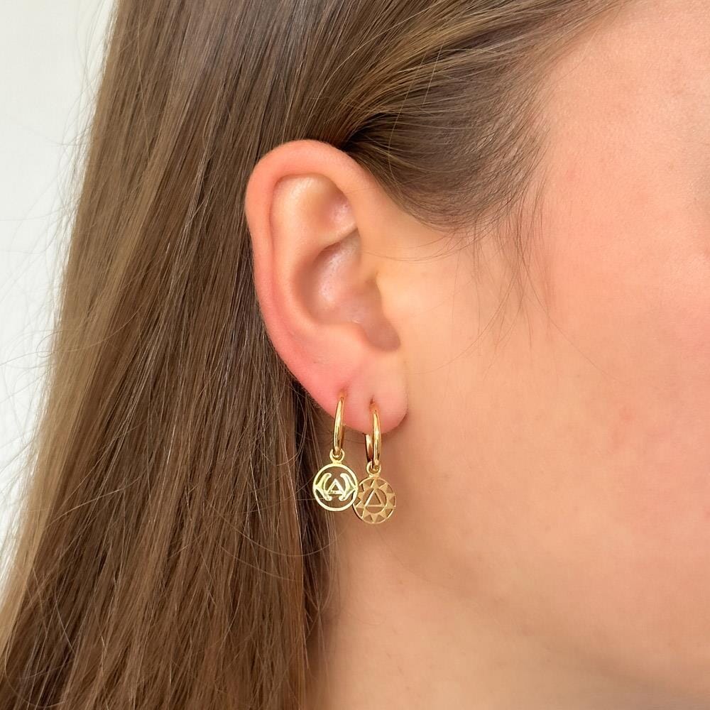 Third Eye Chakra Hoop Gold Earrings
