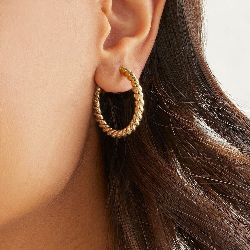 Outlet Solid Twirl Looped Gold Earrings