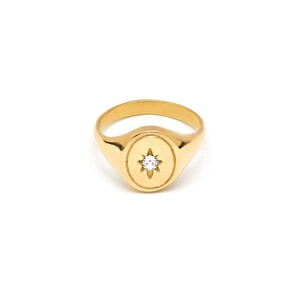 Outlet NU & MII Star Signet Gold Plated Ring