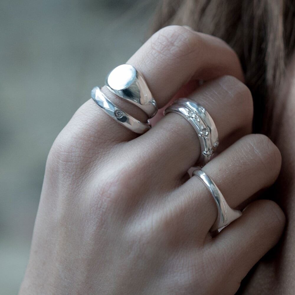 Outlet NU & MII Plain Signet Silver Ring
