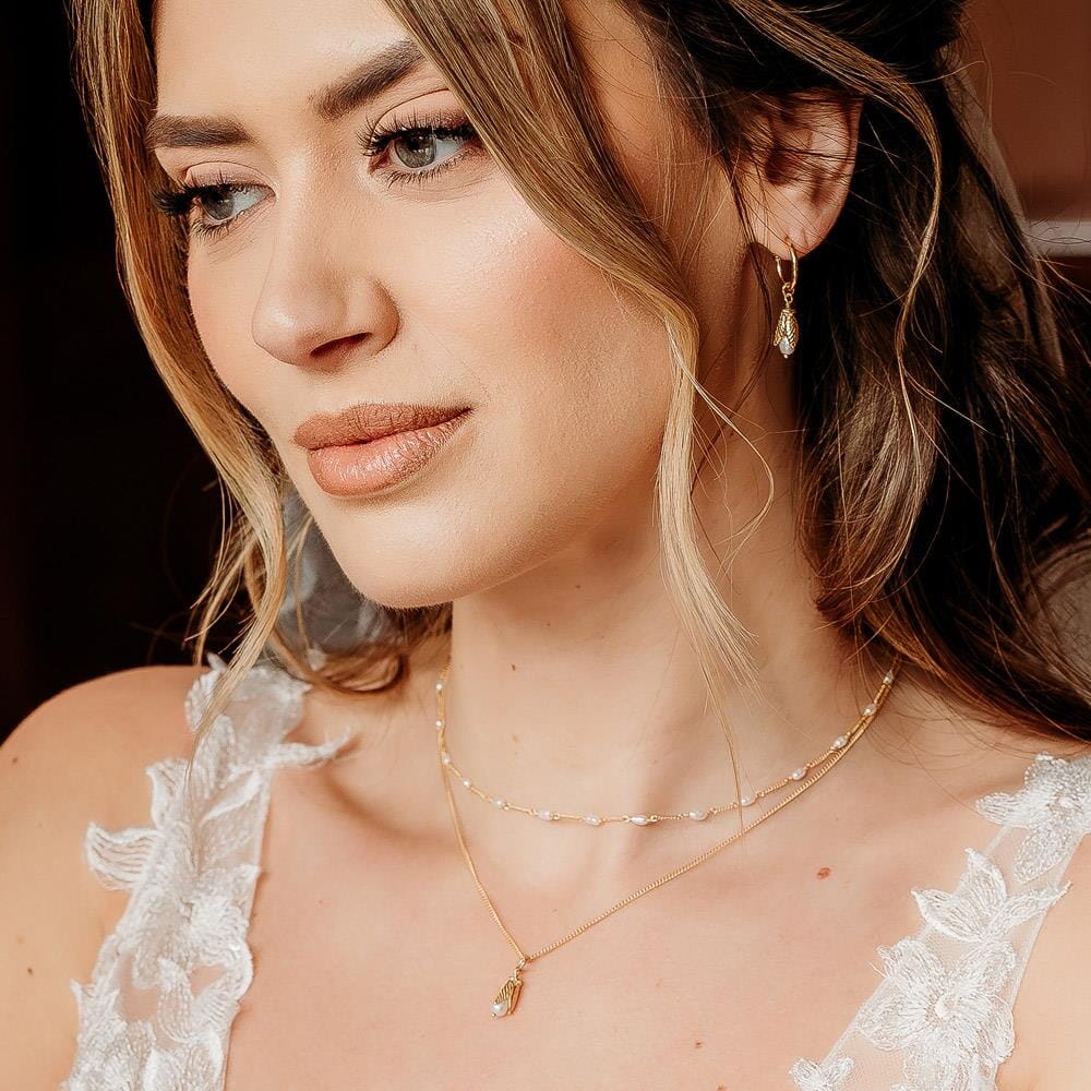 Petal Pearl Gold Plated Necklace