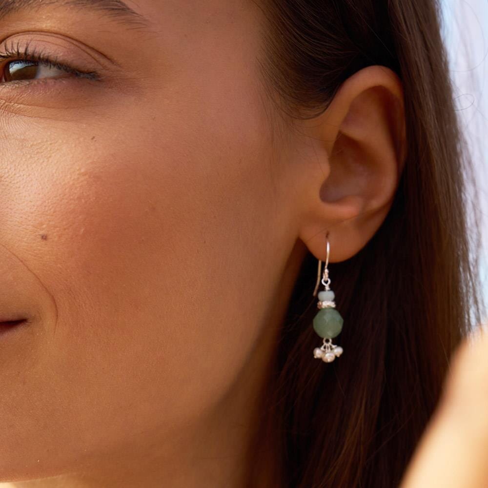 Precious Dangle Silver Earrings - Jade