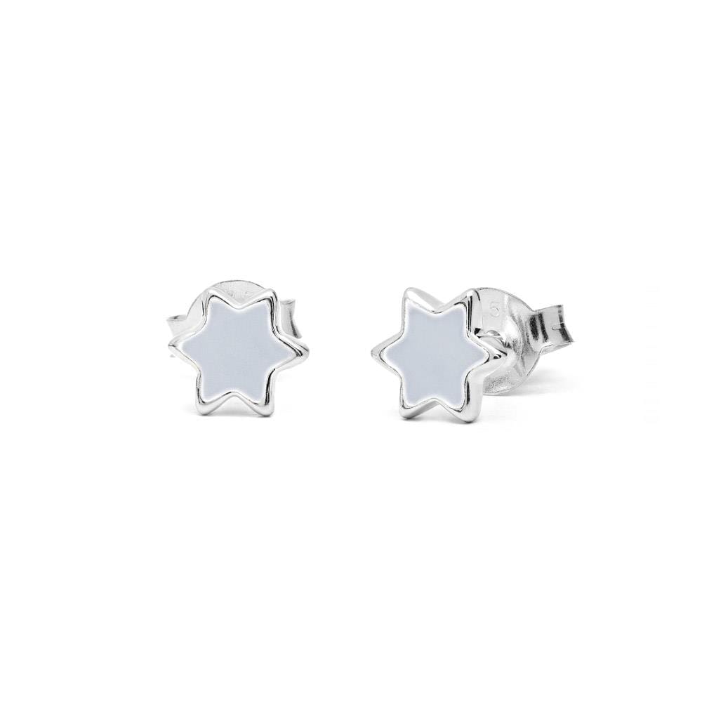 Enamel Star Silver Stud Earrings - Choice of Colour