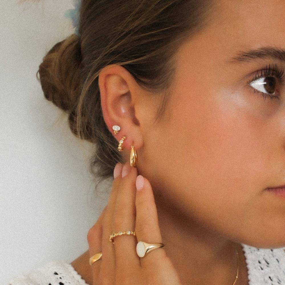 NU & MII Shine Hoop Gold Plated Earrings