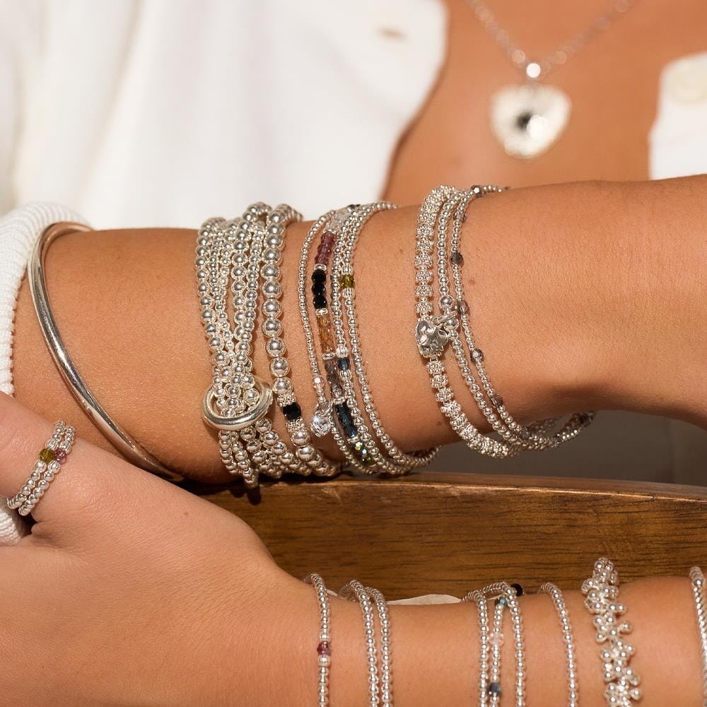Seri Silver Bracelet - Black Crystal
