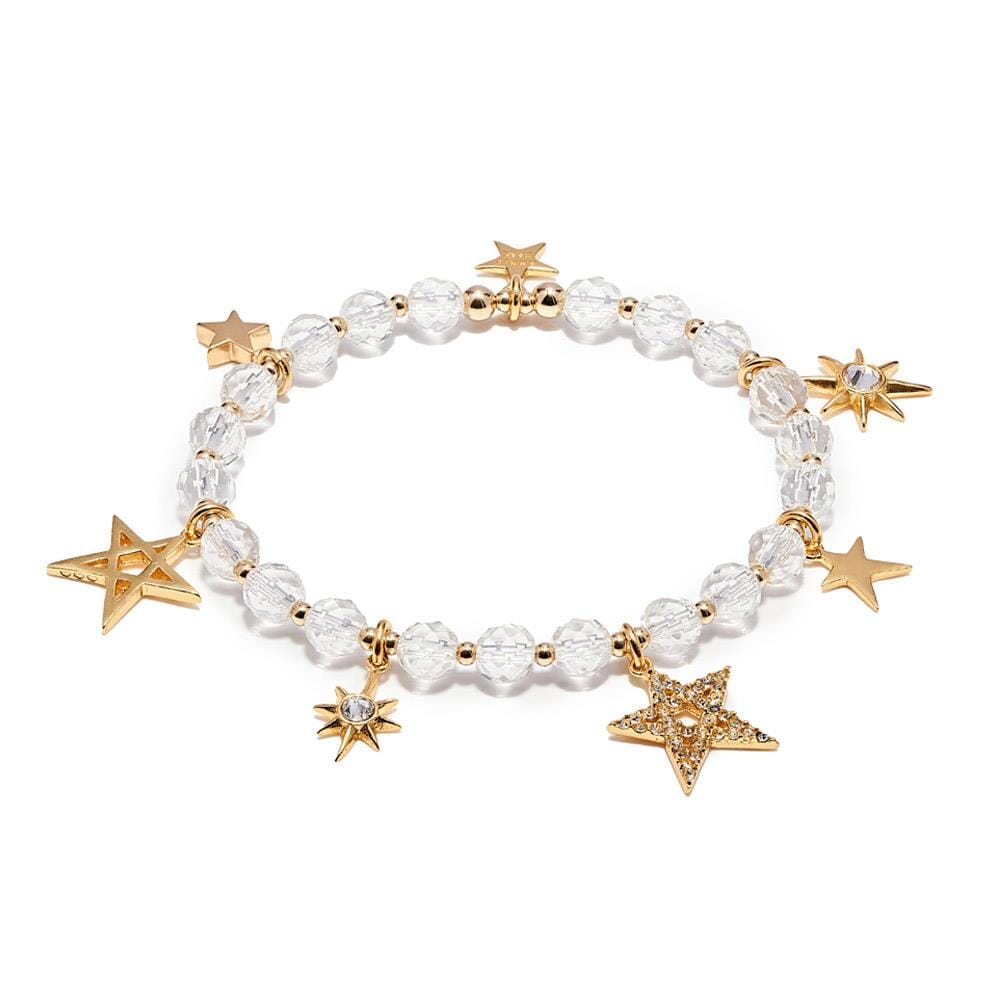Outlet Crystal Cluster of Stars Gold Plated Charm Bracelet