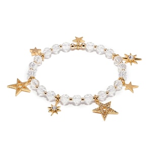 Crystal Cluster of Stars Gold Plated Charm Bracelet