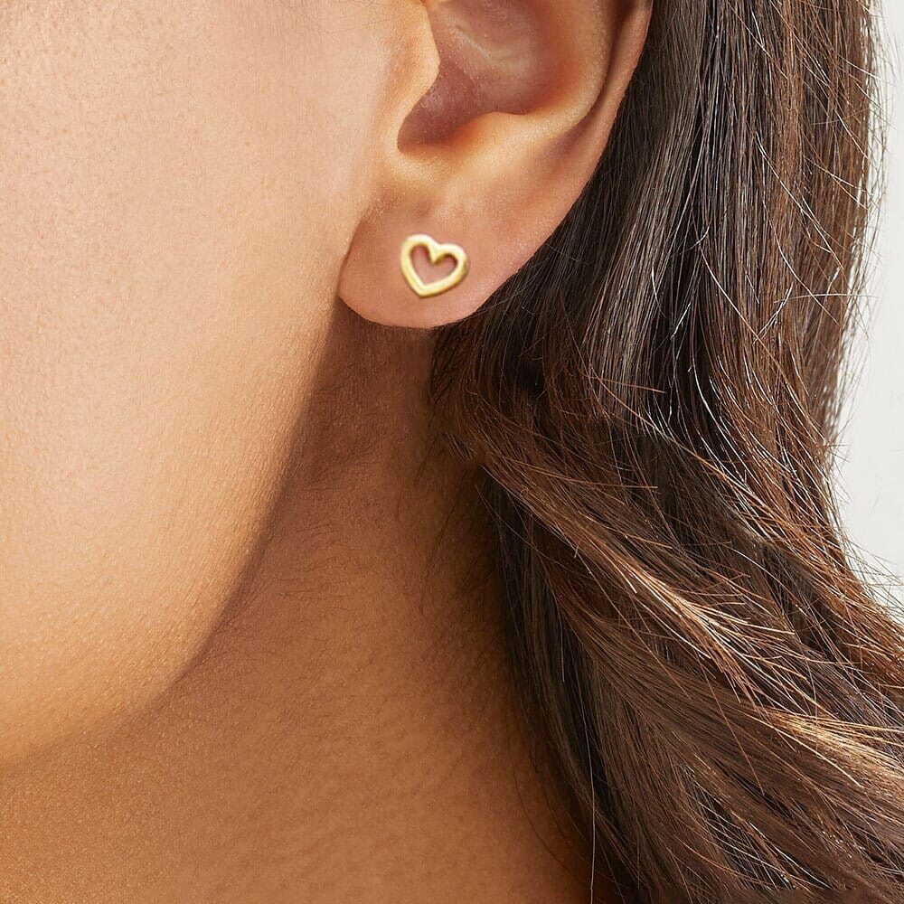 Open Heart Gold Stud Earrings