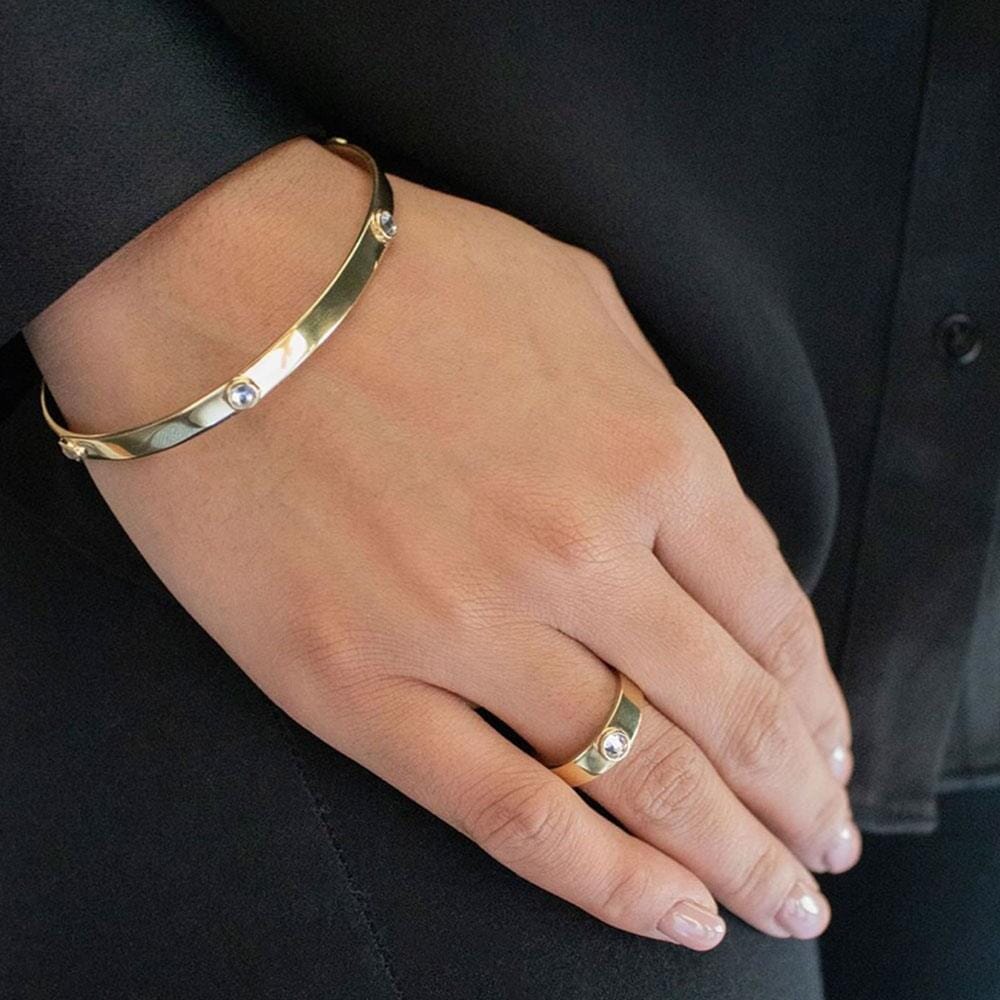 Outlet Samara Crystal Gold Plated Bangle - Clear Crystal