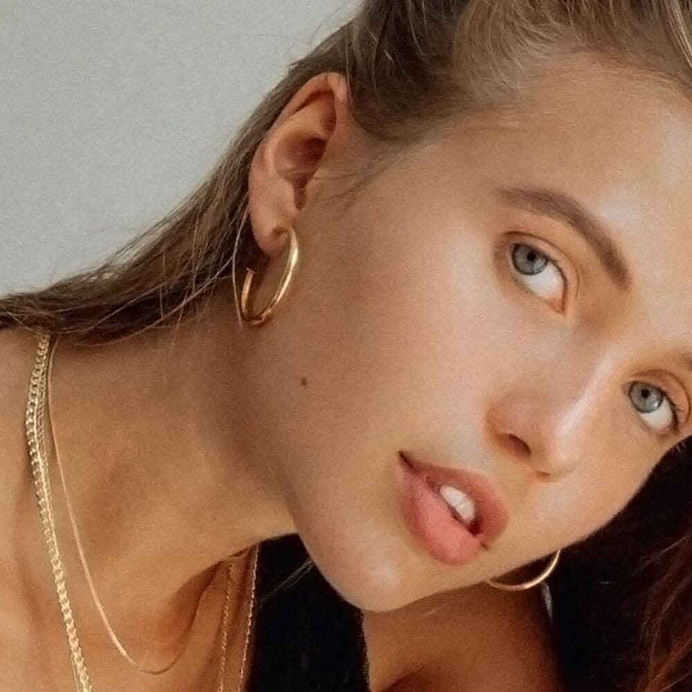 NU & MII Midi Hollow Hoops Gold Plated Earrings
