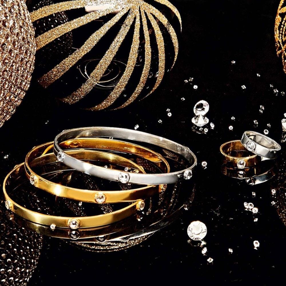 Outlet Samara Crystal Gold Plated Bangle - Clear Crystal