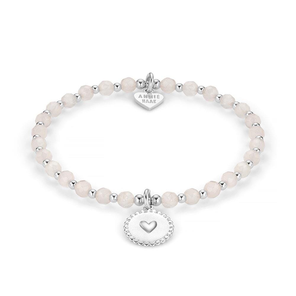 Rose Quartz Orchid Silver Charm Bracelet - Personalised