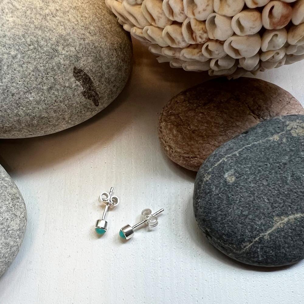 Zodiac Turquoise Silver Stud Earrings