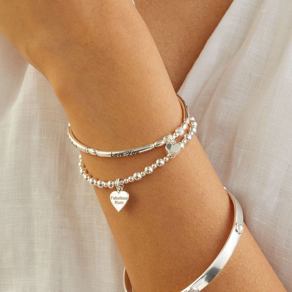 Love You to the Moon and Back Silver Charm Bracelet