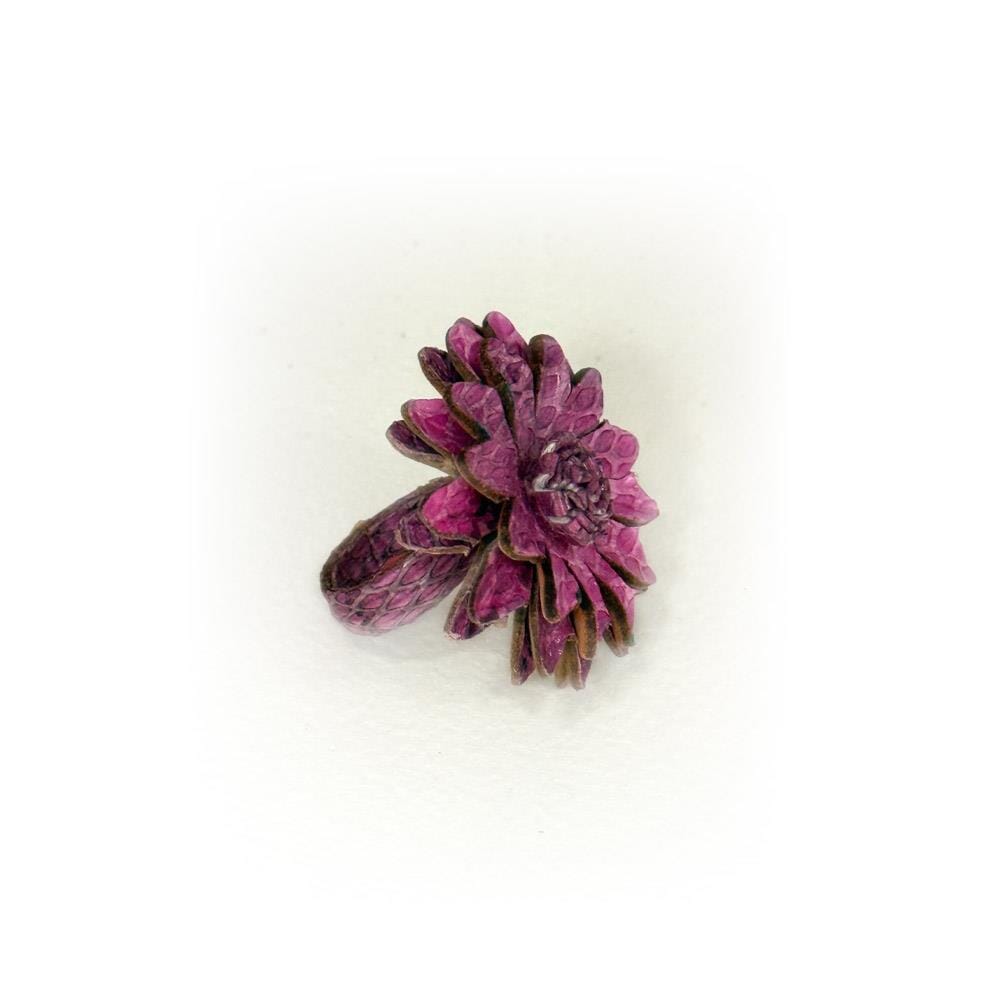 Pleather Flower Ring - Choice of Colour
