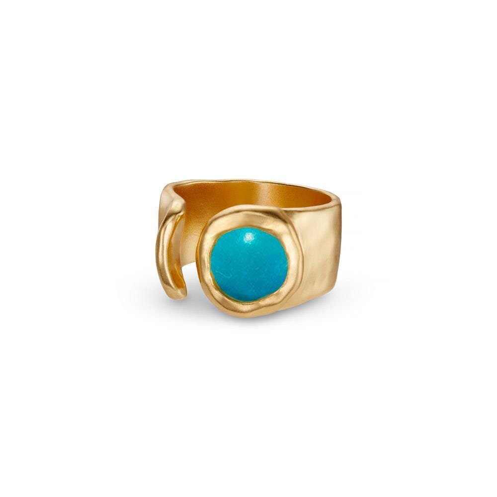 NU & MII Seville Gold Plated Ring - Turquoise