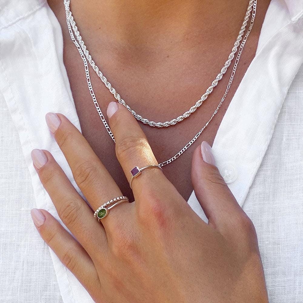 Outlet NU & MII Rope Chain Silver Necklace