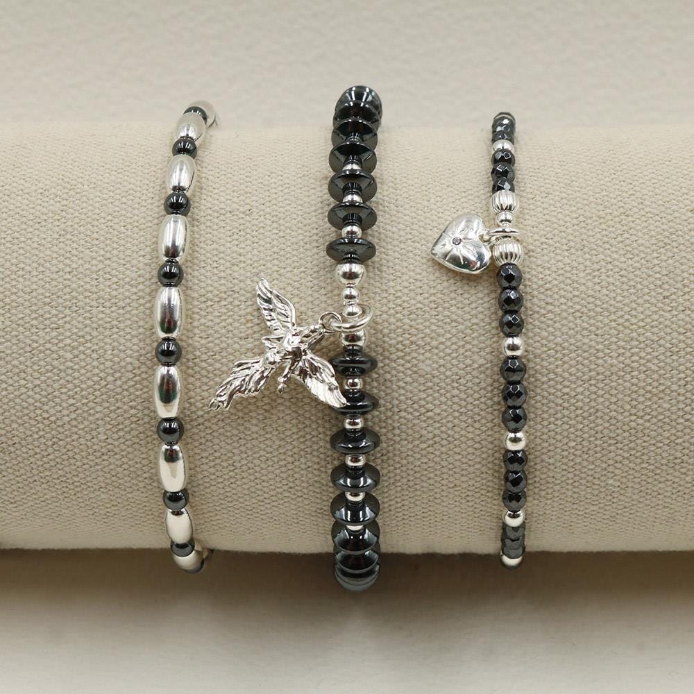 Hematite Disc Silver Bracelet - My Guardian Angel