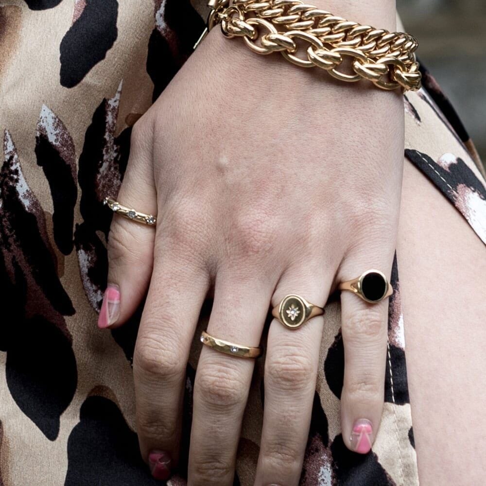 Outlet NU & MII Star Signet Gold Plated Ring