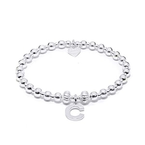 Indigo Silver Charm Bracelet - Initial