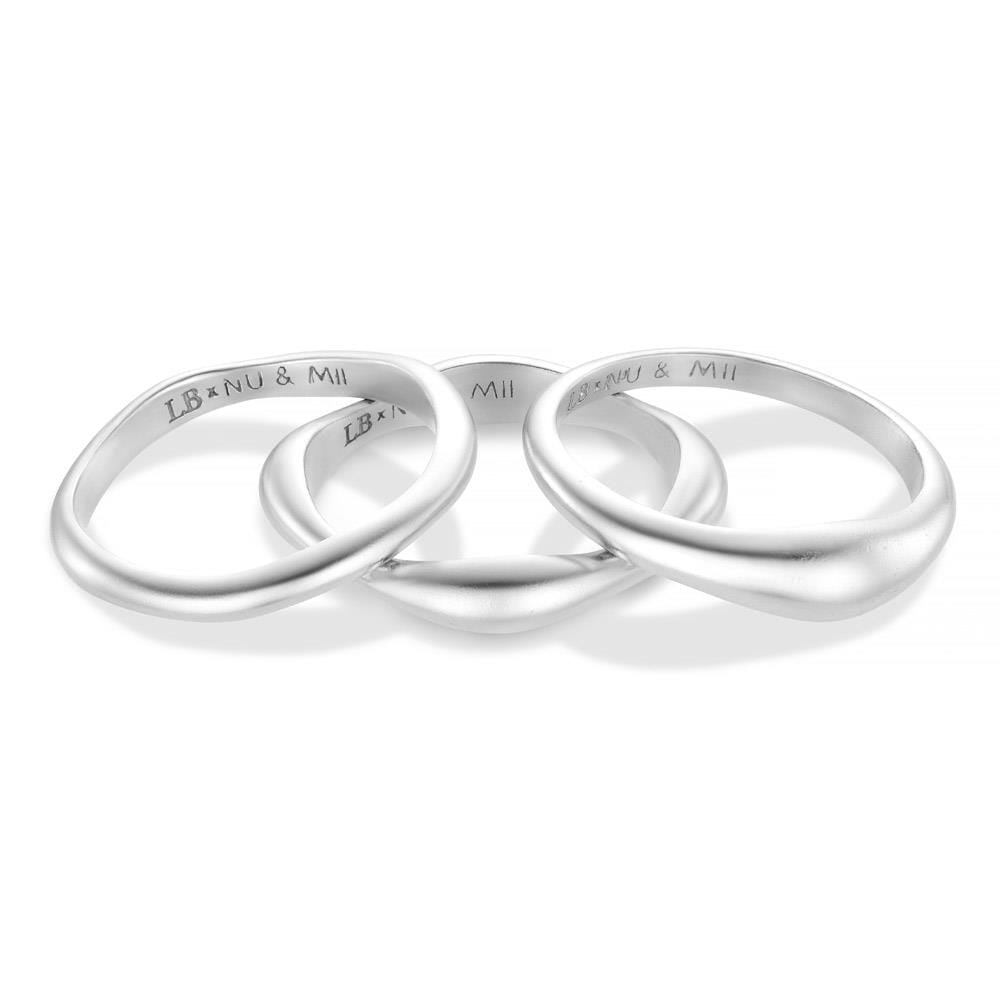 Liv Bentley Molten Trio Silver Ring Stack