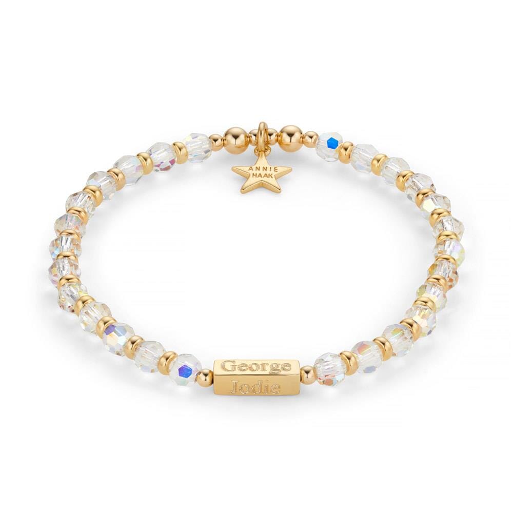 Personalised Lustre Gold Plated Charm Bracelet - Clear Crystal