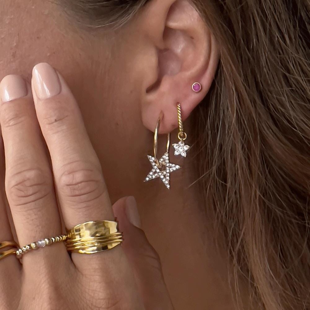 Outlet Tali Star Gold Plated Hoop Earrings