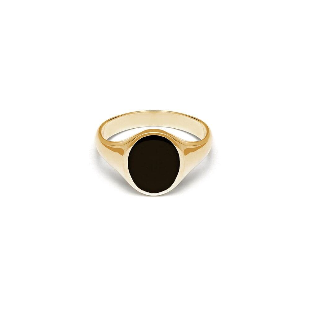 Gold and clearance black signet ring