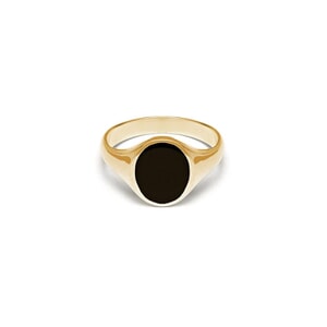 NU & MII Black Signet Gold Plated Ring