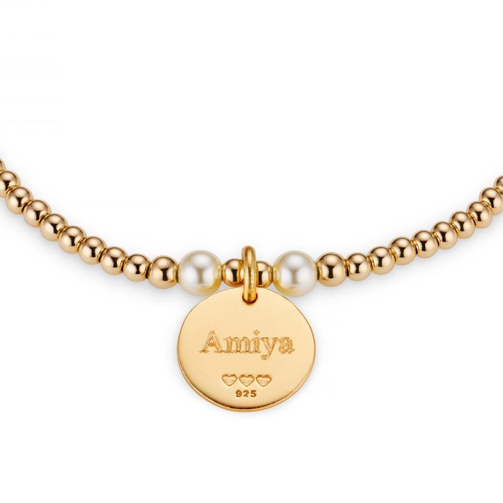 Hera Pearl Personalised Gold Plated Charm Bracelet - Bridesmaid