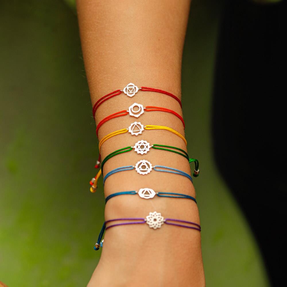 Root Chakra Silver Friendship Bracelet - Red