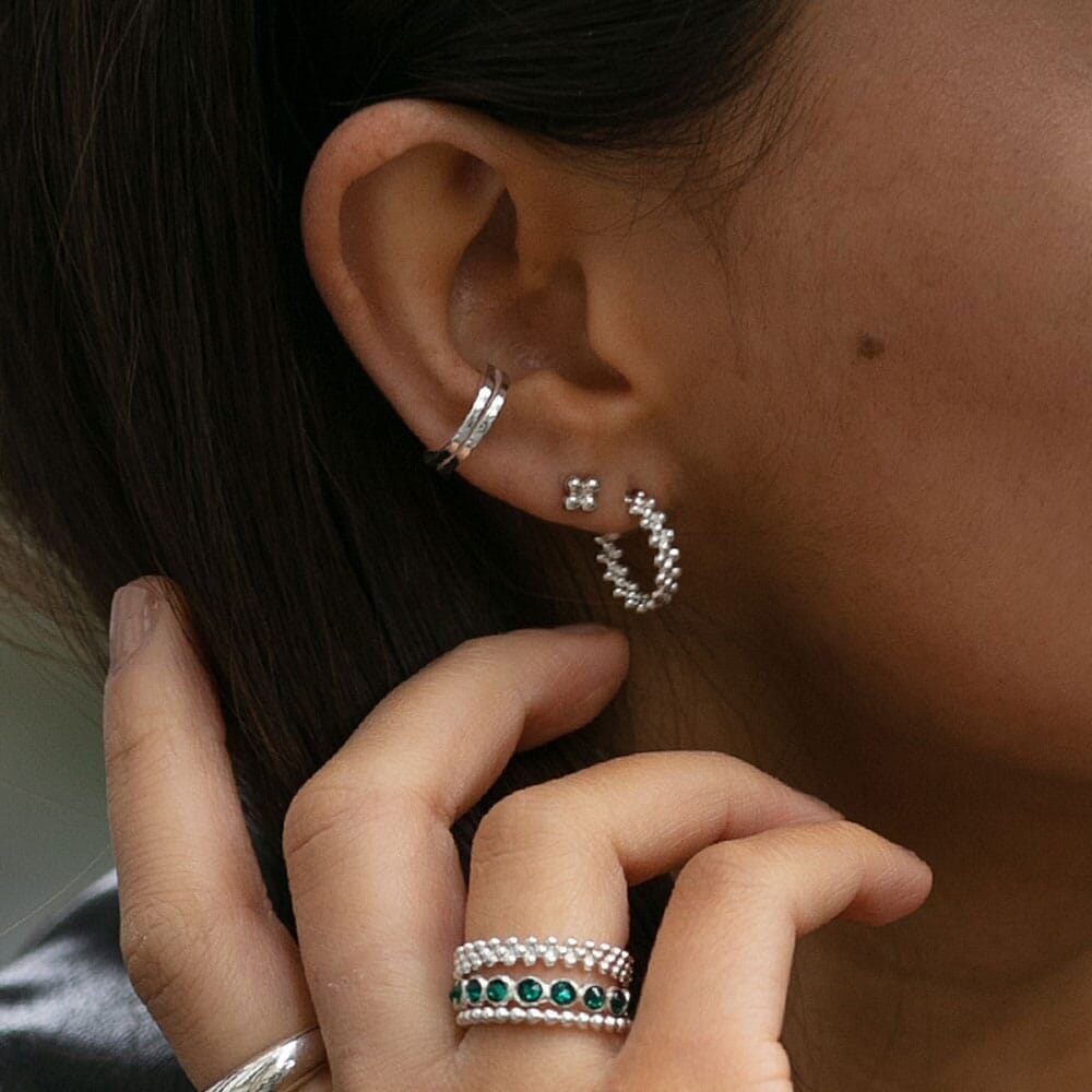Outlet NU & MII Amelia Hoop Silver Earrings