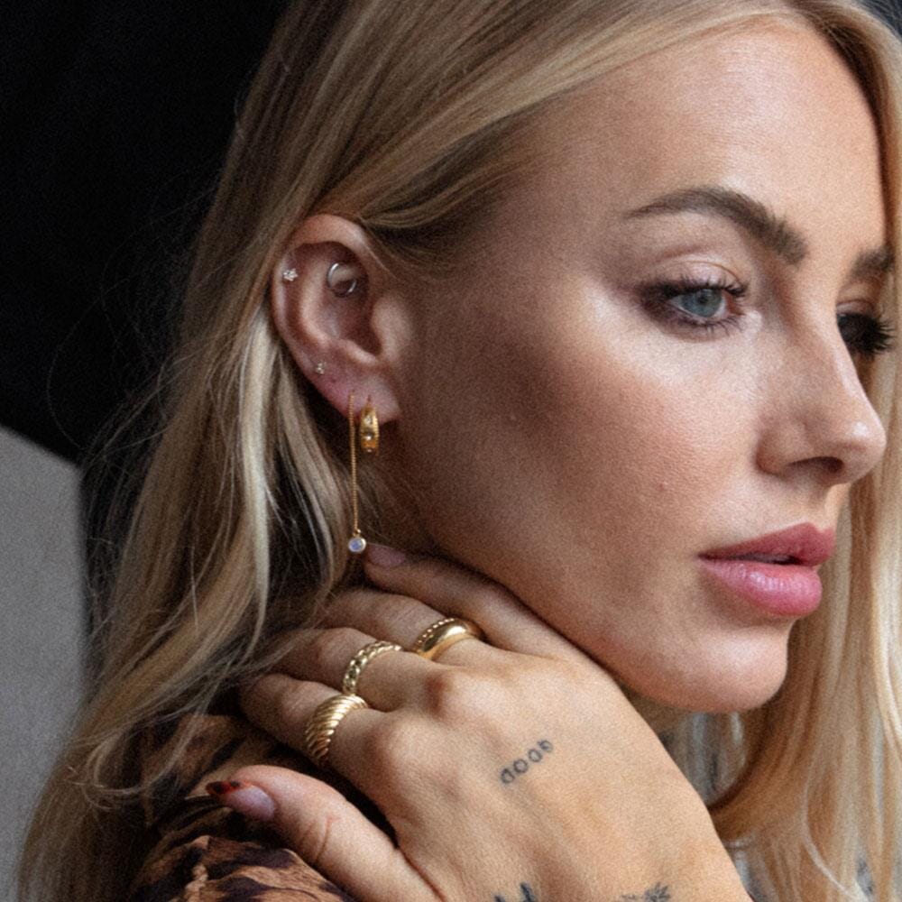 Outlet NU & MII Moonstone Gold Pull Through Earrings