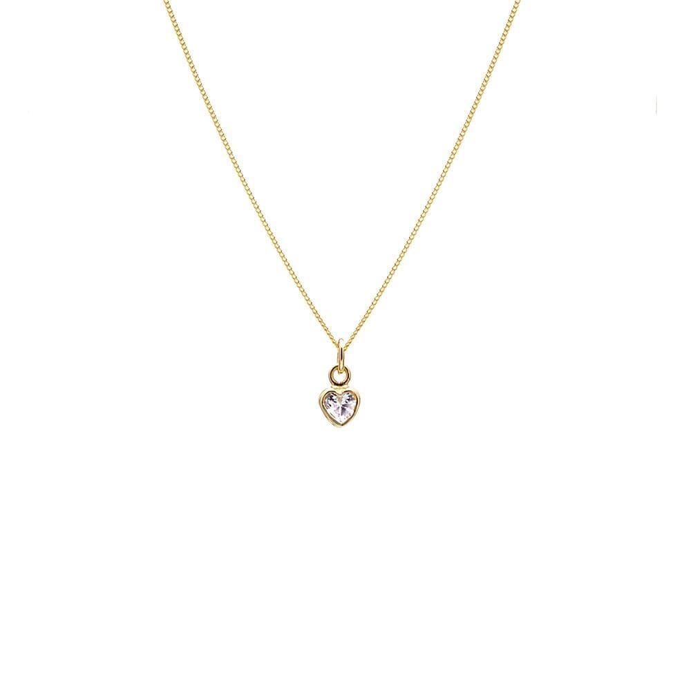 Tiny Crystal Heart Gold Plated Necklace