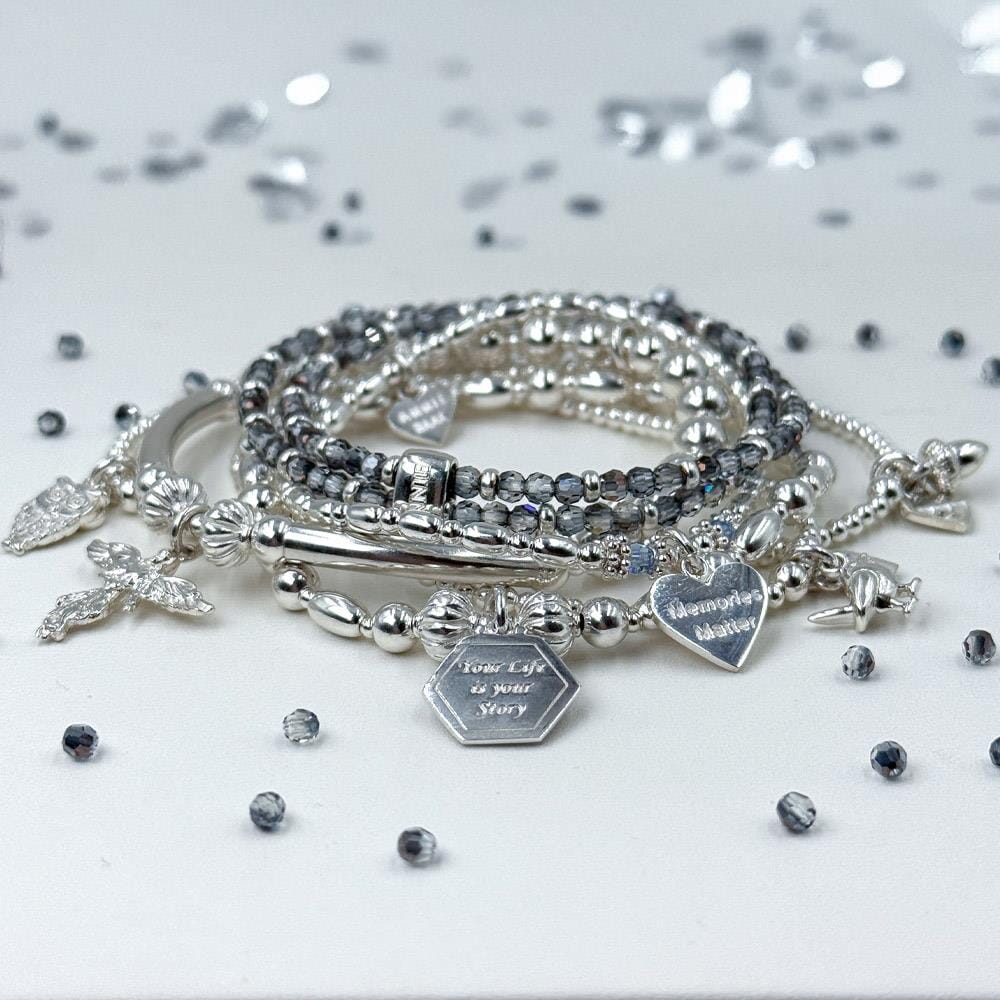 Looped Mini Blisski Silver Bracelet - Storm Crystal