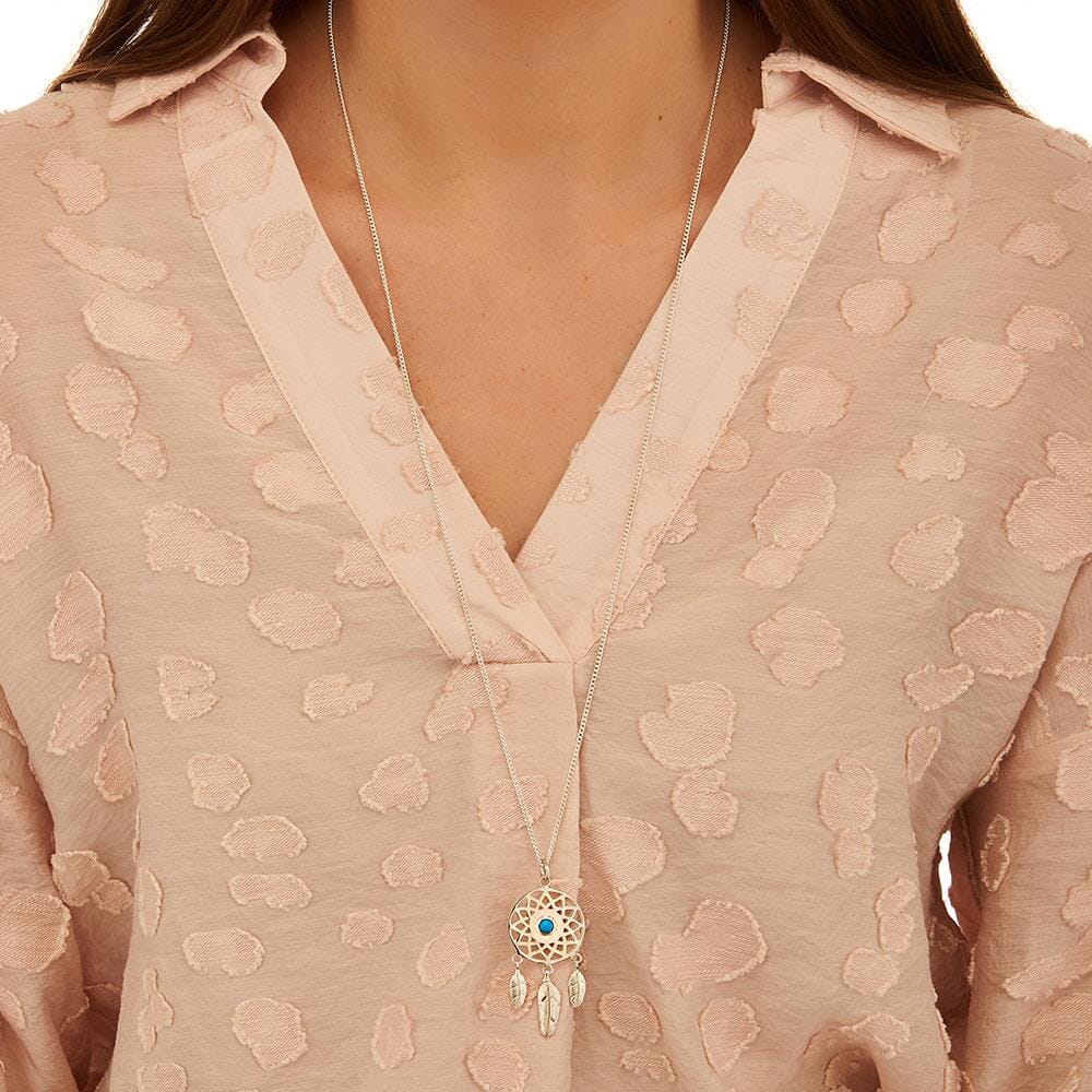 Turquoise Dreamcatcher Silver Necklace
