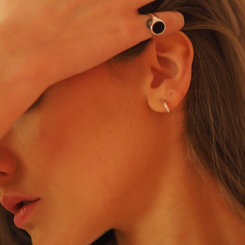 NU & MII Huggy Hoop Silver Earrings