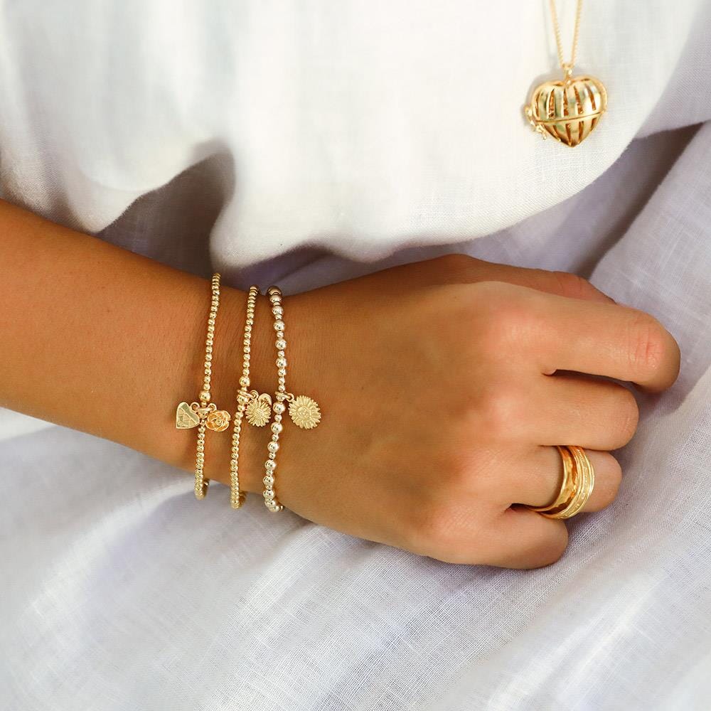 Mini Orchid Gold Charm Bracelet - Sunflower
