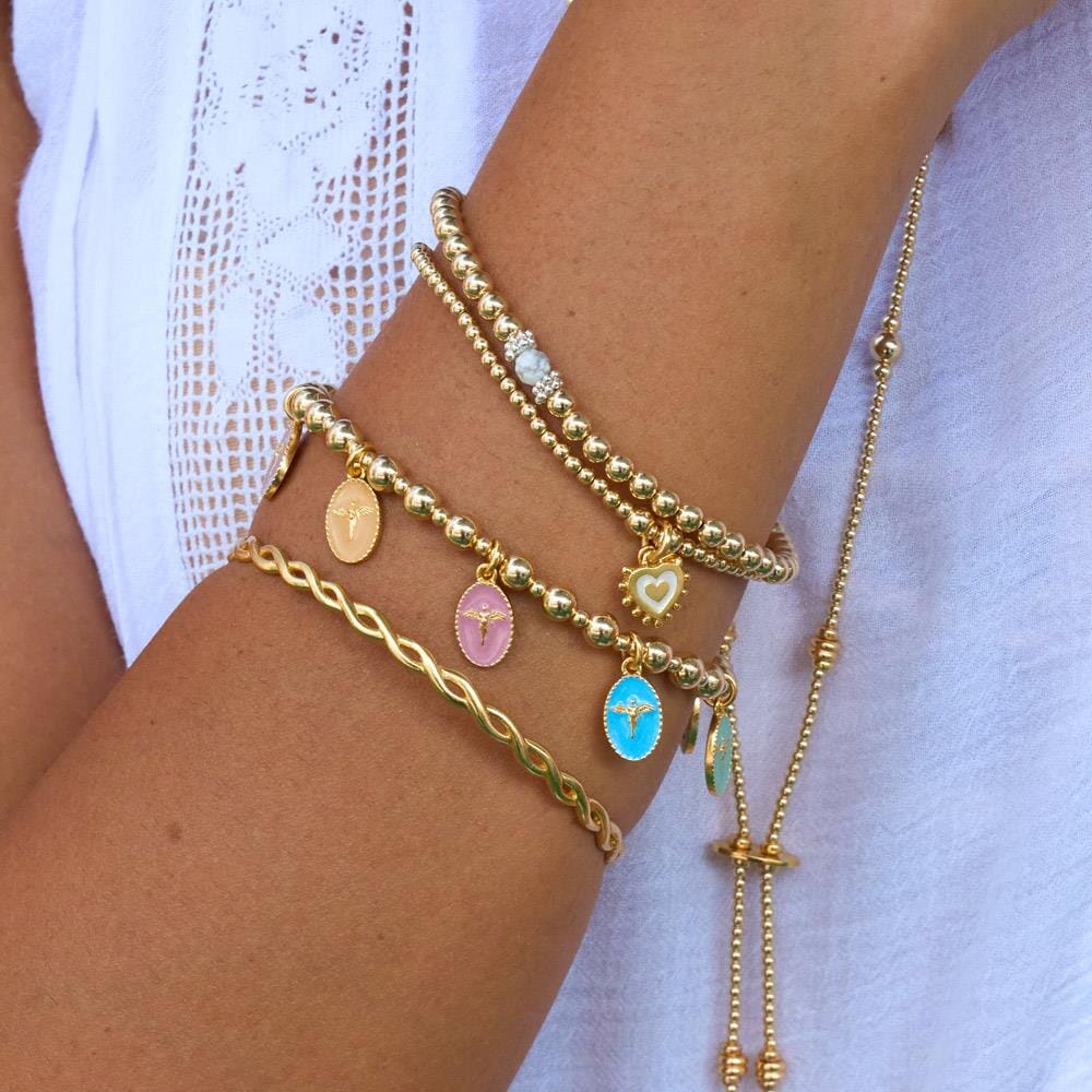 Santeenie Gold Plated Charm Bracelet - White Heart