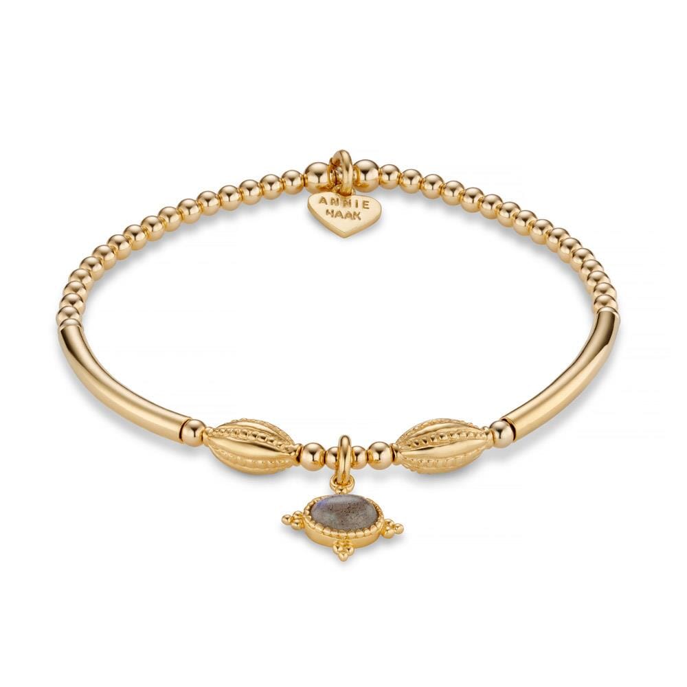 Labradorite Tube Gold Plated Charm Bracelet