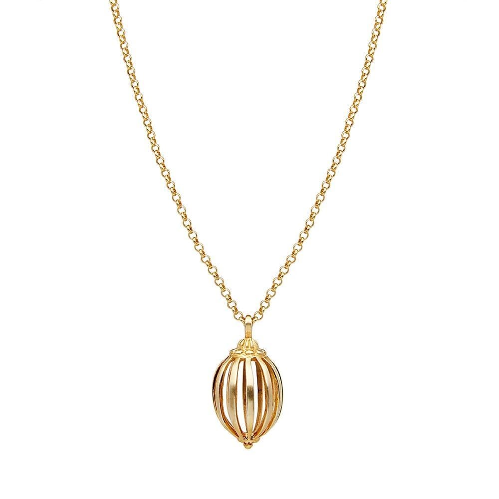 Gold Necklace with Matte Finished Ovalo Pendant