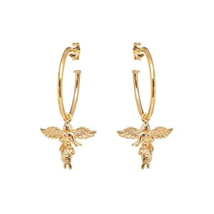My Guardian Angel Hoop Gold Plated Earrings