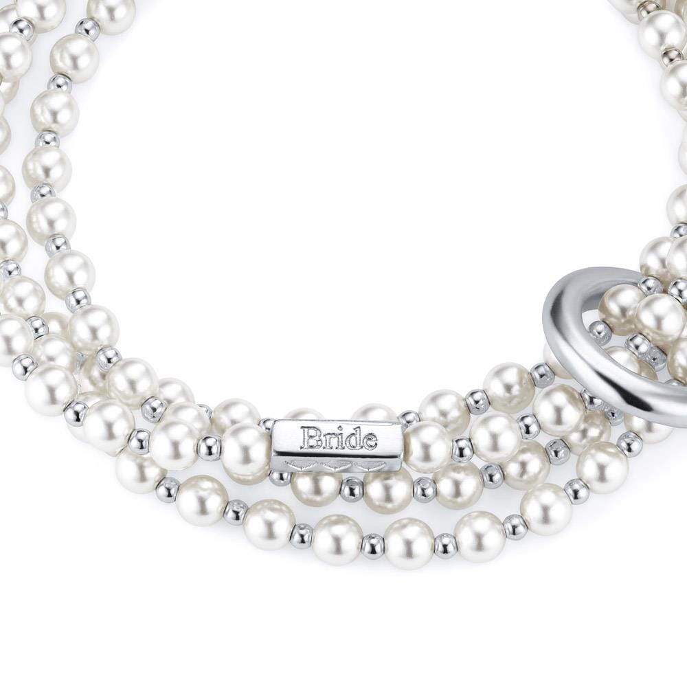 Endless Love Pearl Personalised Looped Silver Bracelet