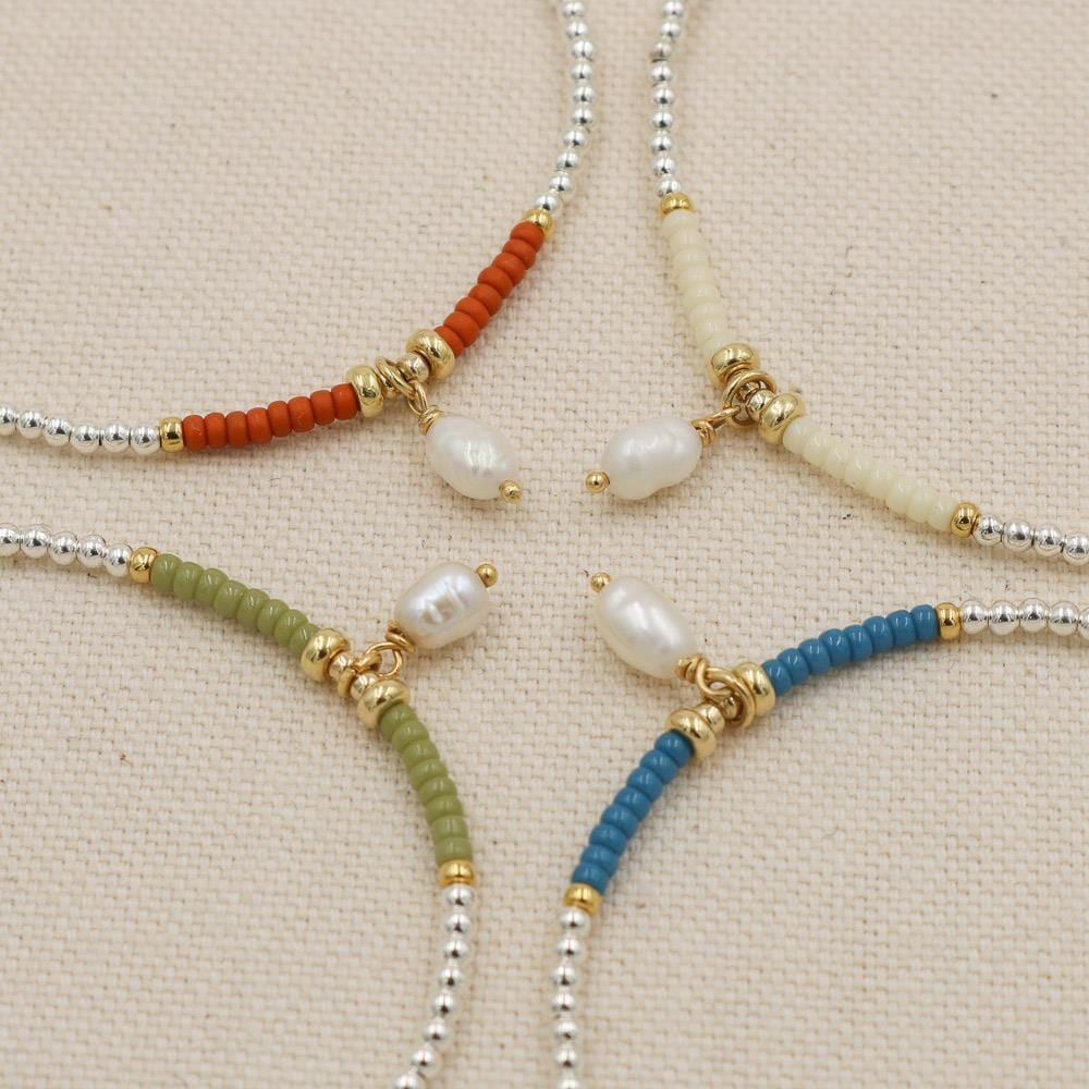 Maisie Mixed Metal Pearl Bracelet - Choice of Colour
