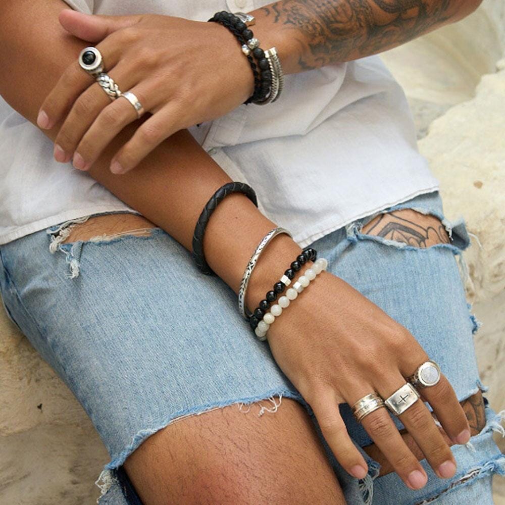 42 Men's Cross Silver Ring