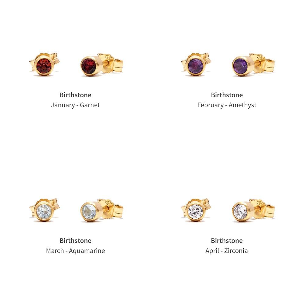 Zodiac Gold Plated Stud Earrings - Birthstone