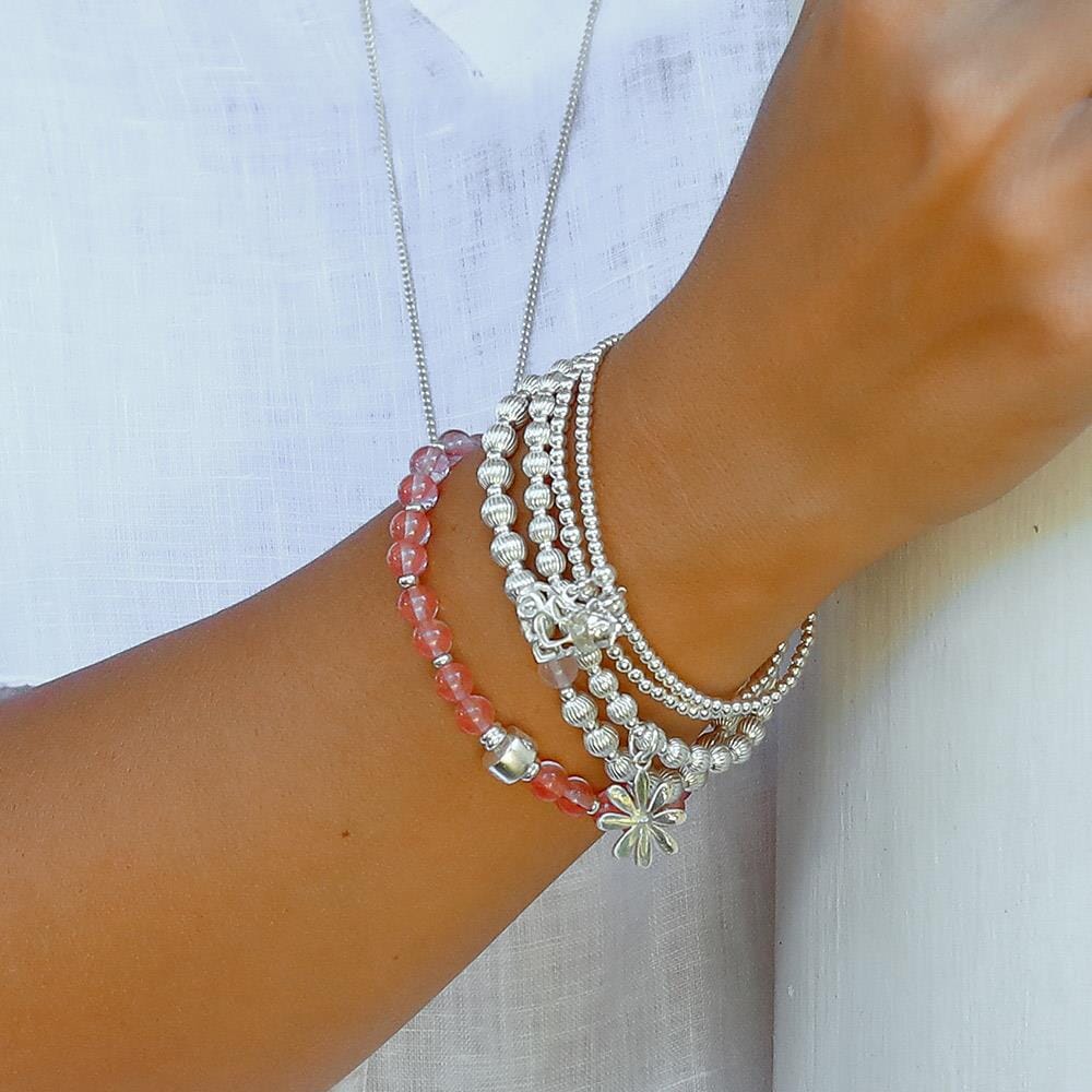 Precious Silver Bracelet - Strawberry Quartz